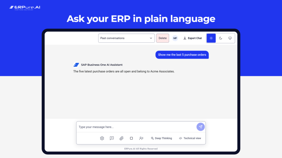 Tablet app ERPure.AI